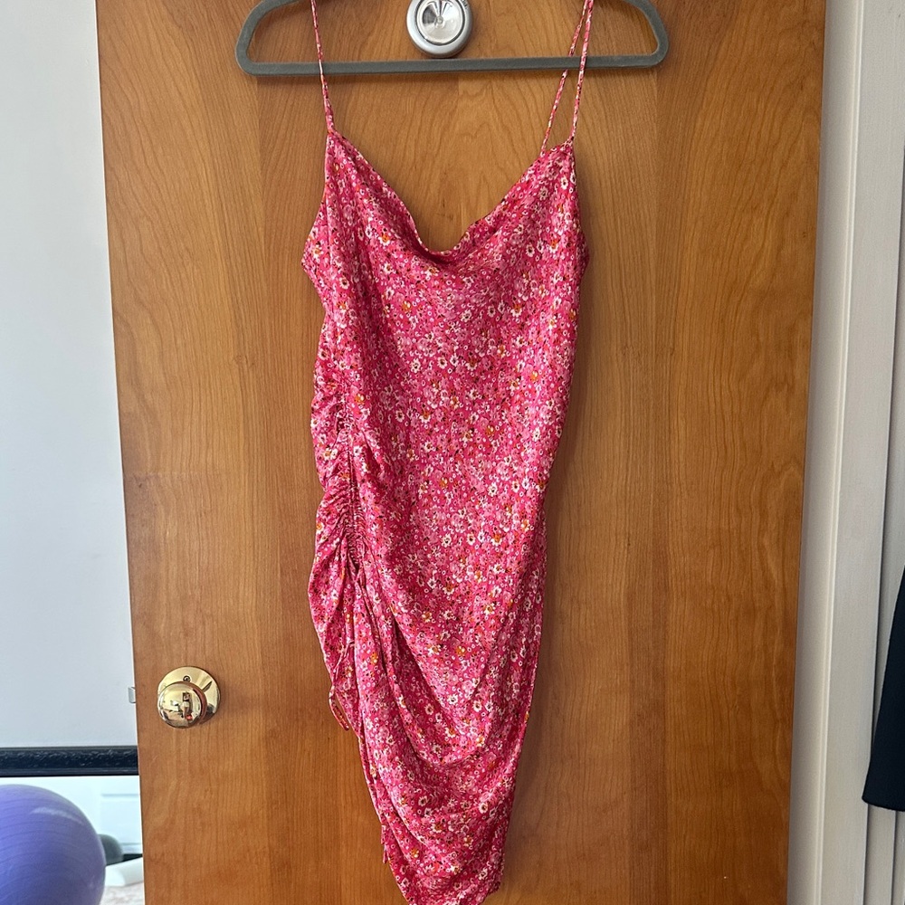 Cinq à Sept Pink Floral Satin Dress